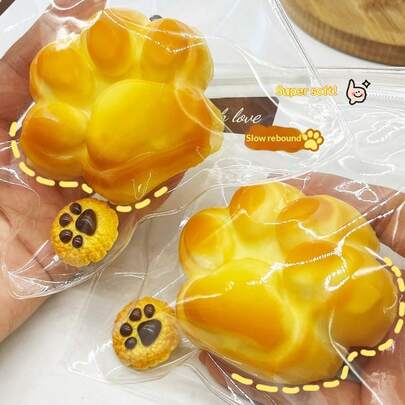 1个硅胶挤压猫爪，逼真炭黑猫爪玩具，超级可爱，柔软Q弹，减压玩具，适合女孩和青少年，完美礼物 - 生日礼物、节日礼物、圣诞礼物、挤压玩具