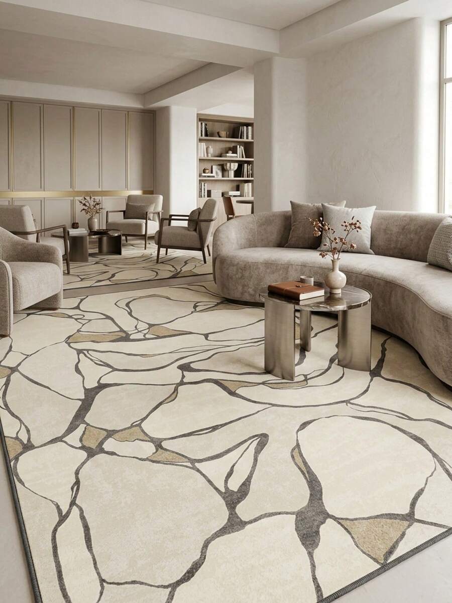 1 pièce, Style nordique - Minimaliste moderne - Tapis de sol à motif géométrique abstrait en marbre, Palette de couleurs claires, Marocain - Matériau en fausse laine classique, Tapis de maison, Convient pour le salon, la chambre à coucher, le dortoir, l'entrée, le patio, lavable en machine, grand tapis de saison, décoration d'intérieur esthétique - Multicolore - Voir 1