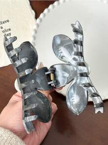 1件装女士艺术复古油画纹理花朵发夹新款珍珠发夹圆盘鲨鱼夹发爪头饰发饰 - 彩色 - 查看 3