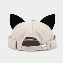 1pc Unisex Cat Ear Brimless Cargo Cap, Rolled Edge Retro Workwear Hat - Multicolor - View 11