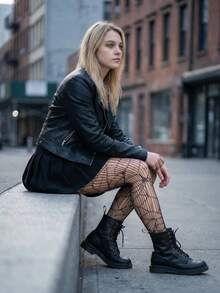 1 Pair Women's Versatile Spider Web Patterned Fishnet Stockings - Black - View 3