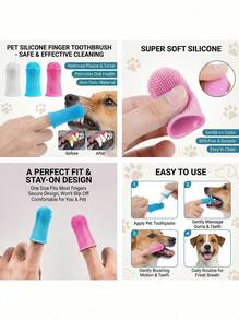 PETSIN Pet Finger Toothbrush Pet Toothbrush Silicone Toothbrush Puppy Cat Finger Set Brush Finger Pet Toothbrush Small Size Suitable For Dogs And Cats - Multicolor - View 4
