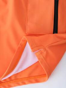 Bañador sexy para hombre de talla grande con bolsillos delanteros y cremallera, pantalones cortos deportivos para la playa - Naranja - Ver 2