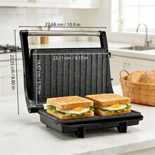 SUSTEAS Panini Press 180° Flip-Open Design Dual-Sided Cooking 304 Stainless Steel Construction - Black - View 8