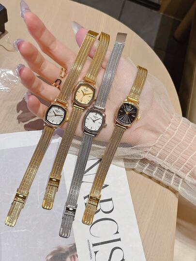 1pc Rectangular Dial Women's Watch, Retro Elegant Minimalist Style, Decorated With Numeric Dial, Stainless Steel Strap, Suitable For Daily Wear, Birthday Gift, Party, An Ideal Gift For Yourself Or Friends