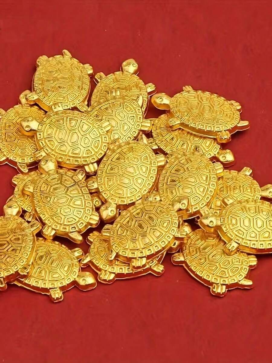 50/6pcs Gold Lucky Turtle Gifts, Exquisite Metal Ornaments, Feng Shui Golden Lucky Turtle Decor, Theme Party Gifts, Home Desktop Decoration, Potted Plant Micro Ornaments, Suitable For Party Surprises, Desktop Decor, Wallet Hanging Accessories, Desktop Ornaments