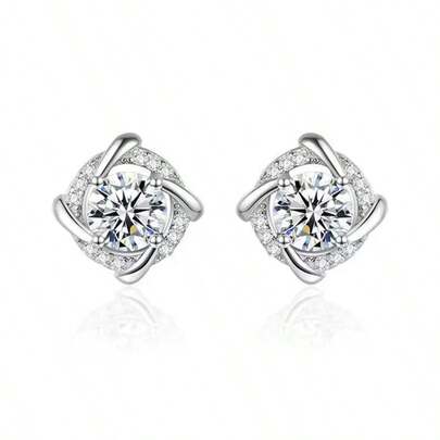 Bông tai hình cối xay gió hoa hồng, đính đá Moissanite, thích hợp làm quà tặng cho phụ nữ, bé gái, bạn gái, vợ, trong đám cưới, quà cưới thủ công, quà đính hôn, quà sinh nhật.