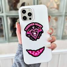 50 pièces Autocollants cœur gothique rose, décalcomanies vinyle au design squelette et épines audacieux, parfaits pour les ordinateurs portables, les bouteilles d'eau, les skateboards, les journaux, les coques de téléphone, la décoration esthétique sombre pour les artisanat DIY, les accessoires de style punk emo, autocollants imperméables pour personnaliser l'équipement, les fans de mode alternative, la décoration de chambre et de dortoir, fournitures de scrapbooking, papeterie, autocollants amusants - A - Voir 4
