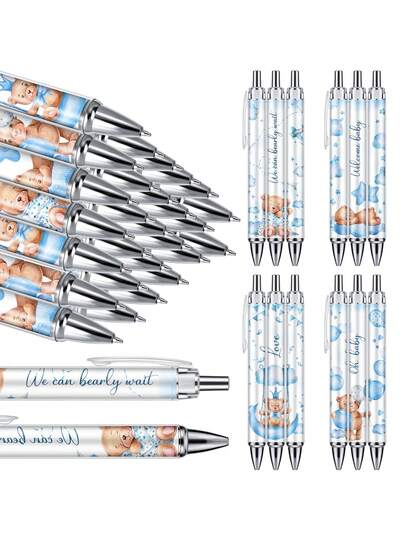 12pcs Washable Neutral Pens With Black Ink, Suitable For Students And Office Use, Gifts For Baby Shower Party