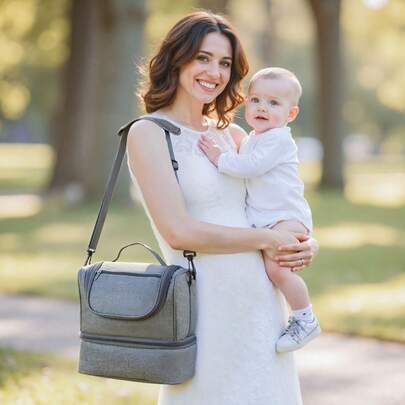 Breast Pump Bag, Breast Feeding Bag With Ice Pack, Fits For S1/S2, Pumping Accessories & Breastmilk Storage, Portable Pump Carrying Case For Work, Travel And Family Use, Grey