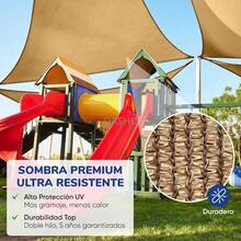 Mallas Velaria Triangular Raschel 90% - 2x2x2m Beige - Doble Bastilla y Jaretas Reforzadas, Protección UV, HDPE de Alta Densidad, Resistente al Sol y Desgaste, Ideal para Jardín y Exteriores - Beis - Ver 4