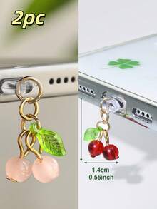 1 件红色樱桃吊坠硅胶防尘塞饰物适用于手机充电端口，适合 Lightning 和 Type-C 充电插座装饰 - 彩色 - 查看 19