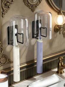 حامل فرشاة الأسنان للتركيب على الحائط، بدون الحاجة إلى الحفر، يتضمن رف لتخزين الحلاقة، مثالي لتنظيم فرش الأسنان، مناسب للحمامات والمركبات الترفيهية، يتميز برفوف - متعدد الألوان - مشاهدة 3