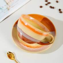 1 Cup & 1 Saucer 2-Piece Ceramic Coffee Set, Spring Series, Suitable For Spring Festivals And Parties, Mother's Day Gift, Home Or Cafe Use, Dishwasher, Microwave, Oven, Refrigerator - Multicolor - View 2