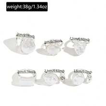 6 Pieces Baroque Irregular Pearl Ring Set All-Match Irregular Ring Suitable For Women Daily Wear - Multicolor - View 5