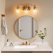 LITTLE TREE 3-Light Bathroom Light Fixtures, Modern Vanity Light With Clear Glass Shade, Bathroom Wall Lamp For Mirror Living Room Kitchen Hallway Porch, E26 Base, Bulbs Not Included (Gold) - vàng - Xem 10