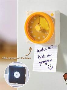 1个磁性机械定时器，厨房烘焙定时器，学习定时器 - 管理零碎时间，磁性厨房定时器，可吸附在冰箱上，烤箱定时器闹钟 - 彩色 - 查看 3