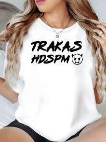 Frase divertida con letras grandes que transmite energía rebelde y toques urbanos ideal para expresar actitud moderna camiseta de mujer casual blanca 220g de moda - Blanco - Ver 1