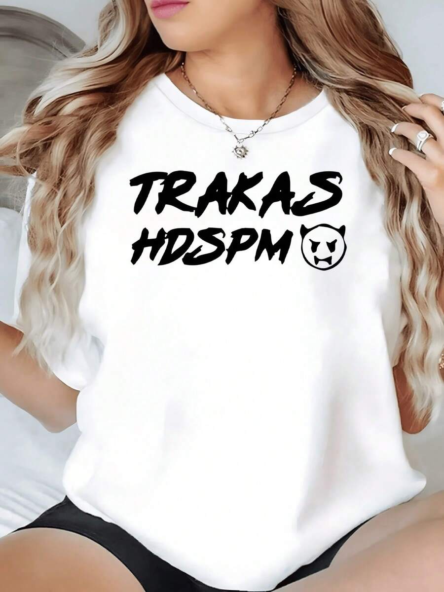Frase divertida con letras grandes que transmite energía rebelde y toques urbanos ideal para expresar actitud moderna camiseta de mujer casual blanca 220g de moda - Blanco - Ver 1