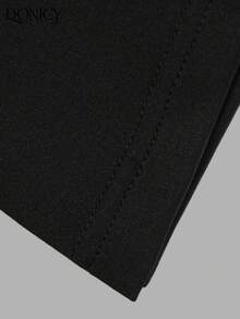 DONICY 优雅黑色V领连衣裙，女士时尚修身鱼尾裙，无袖派对晚礼服 - 黑色 - 查看 4