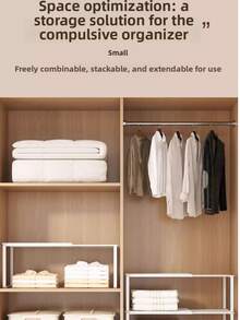 2pcs/1pc Multi-Functional Expandable Wardrobe Storage Rack - Sturdy Metal Closet Organizer Rack, Height Adjustable, Ideal For Home, Office, Retail, Kitchen, Bedroom, Desk, Shoe Rack, Bookshelf, Wardrobe Shelf, Clothes Organization And Storage, Home & Office Decor, Durable Structure, Easy To Install, Helps Organize Home And Office - Multicolor - View 6