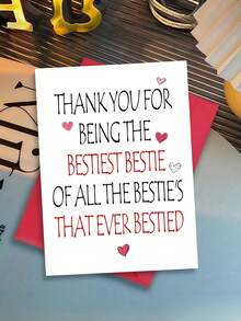 1张“最棒的闺蜜”最佳朋友贺卡，附信封 - 送给闺蜜的甜蜜感谢卡和生日卡，时尚友情礼物，内页空白 - 查看 6