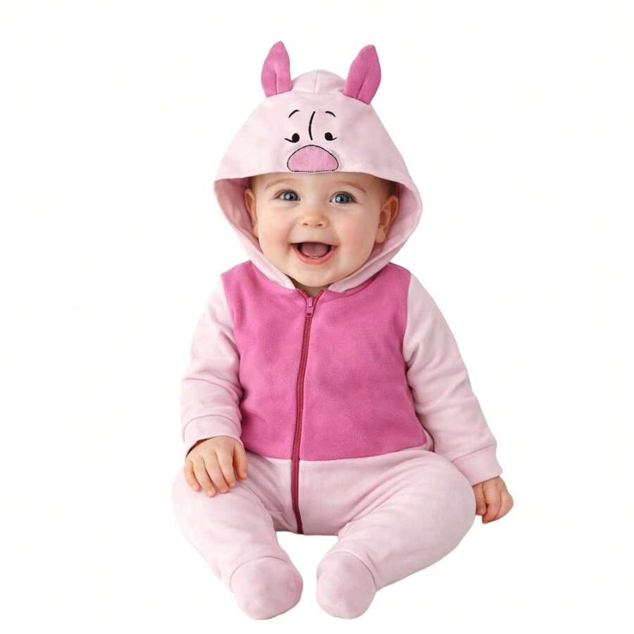 Disney Lightweight Cotton Romper With Hat For Baby - 玫瑰紅 - 查看 1