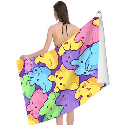 1条超大超强吸水沙滩巾，户外地毯/垫子舒适速干游泳巾，厚实柔软防沙可爱沙滩/泳池/旅行/野餐/露营巾，高吸水性浴巾