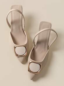 Nuevos zapatos de tacón alto de punta fina y diseño de espalda abierta, versátiles para uso en fiestas - Albaricoque - Ver 14