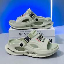 夏季男士休闲厚底防滑耐磨透气拖鞋，情侣款，适合驾车和日常穿着 - 薄荷綠 - 查看 5