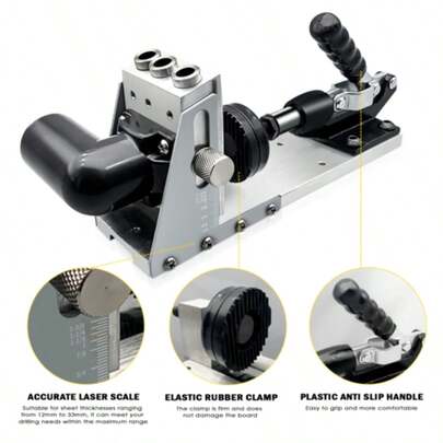 Pocket Hole Jig Kit 12 33mm Drill Guide Woodworking Puncher Carpentry Tool