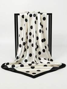 1条2026款简约波点印花头巾，新款，春季头巾，女士多功能腰带配饰，时尚围巾，可作飘逸发带和头饰 - 彩色 - 查看 7