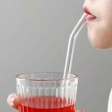 3 Pack Clear Glass Drinking Straws 10 X 10 Mm With Cleaning Brush For Smoothies Milkshakes Frozen Drinks Bubble Tea Smoothie Straws Set Kitchen Accessories - Transparent - 查看 6