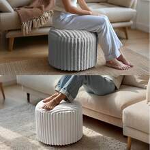 1个毛绒圆形冥想垫套（20*15英寸），蓬松柔软的蒲团脚凳套，可拆卸可水洗毛绒脚凳套 - 灰色1件 - 查看 6