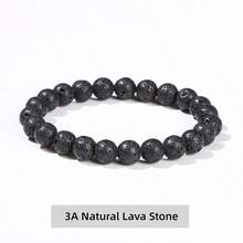 黑色天然石圆珠手链，波西米亚风，灵气疗愈弹力饰品，日常佩戴，热门款 - 黑色 - 查看 31