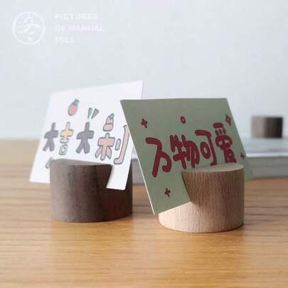 1/3个装木质桌号牌架 - 圆形木质桌卡架 - 适用于婚礼、餐厅、派对和生日活动 - 可重复使用 - 也可用于放置照片标签或菜单