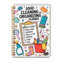 1 pezzo Quaderno con tema di pianificazione delle pulizie per ADHD, formato A5, stile appunti con appunti e lista di controllo, per casalinghe, con strumenti per le pulizie colorati e modelli di appunti con lista di controllo. Pianifica attività di pulizia e organizzazione. Quaderno di pianificazione organizzativa, quaderno di controllo delle attività. Adatto per lavoratori d'ufficio, studenti, famiglie. Suddivisione delle attività e gestione della lista di controllo. Per uso personale o come regalo. - A5 - Visualizzare 1