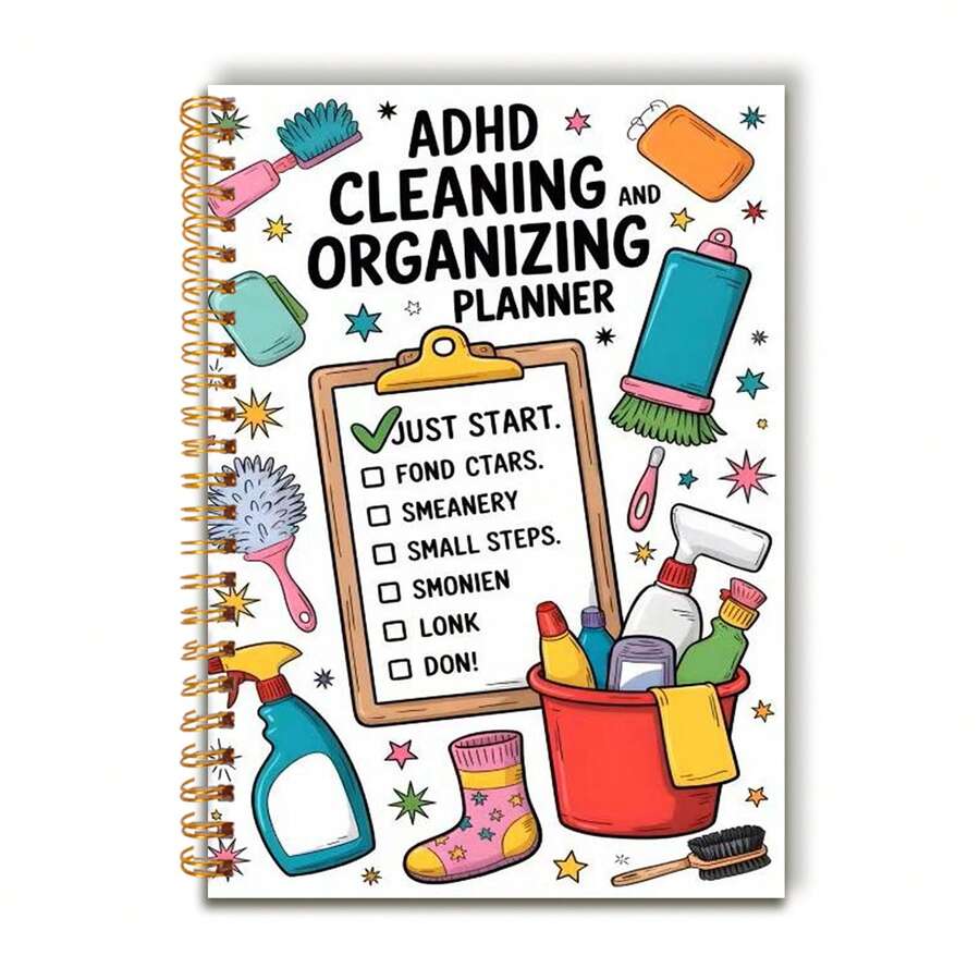 1 pezzo Quaderno con tema di pianificazione delle pulizie per ADHD, formato A5, stile appunti con appunti e lista di controllo, per casalinghe, con strumenti per le pulizie colorati e modelli di appunti con lista di controllo. Pianifica attività di pulizia e organizzazione. Quaderno di pianificazione organizzativa, quaderno di controllo delle attività. Adatto per lavoratori d'ufficio, studenti, famiglie. Suddivisione delle attività e gestione della lista di controllo. Per uso personale o come regalo. - A5 - Visualizzare 1