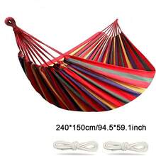 2-Person Colorful Canvas Hammock, Camping Hammock Suitable For Patio, Garden, Backyard, Outdoor And Indoor Use (Red, Blue) - Blue - View 13