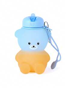 Cute Bear Collapsible Silicone Kids Water Bottle 600ml, Platinum, Foldable &5-Level Drop Resistant, Carabiner Clip, Leakproof | Gift, Festival Special, Back To School, Easter Basket, Christmas Stocking Stuffer For Boys Girls Toddler - Multicolor - View 12