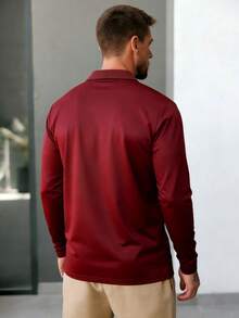 Camisa polo para hombres, cómoda y transpirable, adecuada para uso empresarial y deportivo en primavera - Burdeos - Ver 4