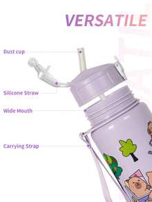 1pc 750ml/25oz Capybara Cartoon Plastic Straw Cup With Leak-Proof Lock, Compact & Portable Straw Tumbler, Suitable For Outdoor Activities, Games, Cycling, Camping - Ideal For Holiday And Birthday Gifts - Multicolor - View 4