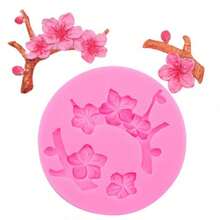 1个桃花樱花枝形硅胶模具，适用于汽车空调出风口香薰扩散器 - 粉紅色 - 查看 4