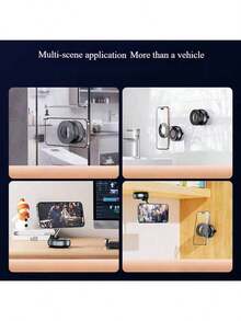 1pc 360° Rotating Mechanical Vacuum Suction Cup Car Phone Holder, Magnetic Phone Stand, Suitable For IPhone, Android Phones, Navigation, Birthday Gift, Family & Friends, Car Accessories - Multicolor - View 5