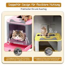 Litter Box – Extra-Large Enclosed Litter Tray With Front Drawer & Top Cover, Fully Enclosed Double-Door Entry, Rear-Attached Scoop, Shaped Like An Adorable Cat For Aesthetic Appeal And Practical Use. Its Closed Design Features Front Entry And Top Exit To Effectively Minimize Litter Scatter And Contain Odor. Available In White, Pink, And Yellow, It Also Offers An Optional Litter Mat That Traps Residue From Paws, Keeping Floors Clean And Simplifying Cleanup. - 均碼 - 查看 6