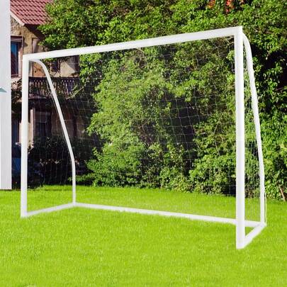  COSTWAY All Weather Soccer Goal, Football Training Equipment W/UPVC Pipes & Anti-Tearing Net, 24 Push-Pull Ties, 6 Ground Nails, 5 Soccer Training Cones, Soccer Goal Net For  Park Backyard, White