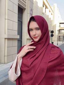 1pc New Simple Fashion Classic Versatile Soft Skin-Friendly Sunscreen Shawl, Suitable For Daily Wear, ATassel Rectangular Women Scarf, Hijab, - 黑色 - 查看 6