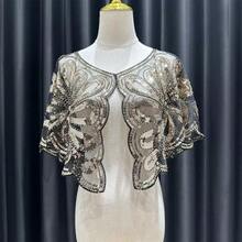 Top versátil de mujer con lentejuelas de moda, chaqueta de manga 3/4, cubierta corta transparente con bordado hueco - Multicolor - Ver 9