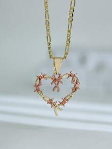 1件心形扭纹个性化项链 ORO Laminado 完美适用于情侣周年纪念日、生日聚会 - 金色 - 查看 6