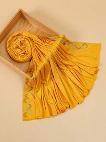 1条女士纯色缎面亮片装饰围巾，柔软透气，时尚优雅，适合搭配连衣裙 - 彩色 - 查看 11